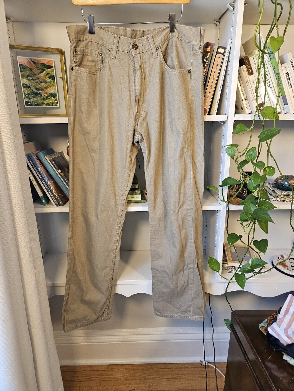 Levi 505 Jeans Khaki Cream Size 36 X 32 Preppy - Picture 7 of 10